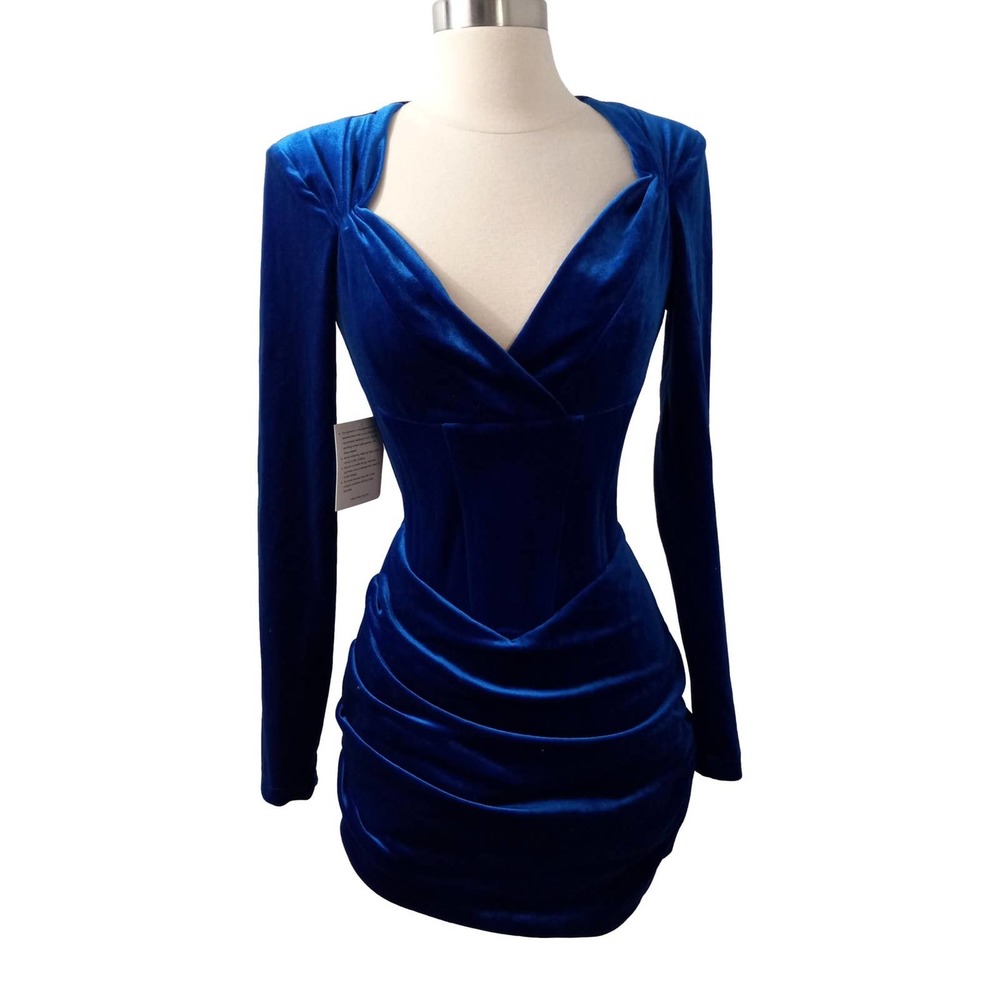Miss Circle New York  Blue Velvet Dress  Size Small